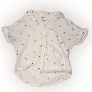 Silky Cherry Top Blouse Collard